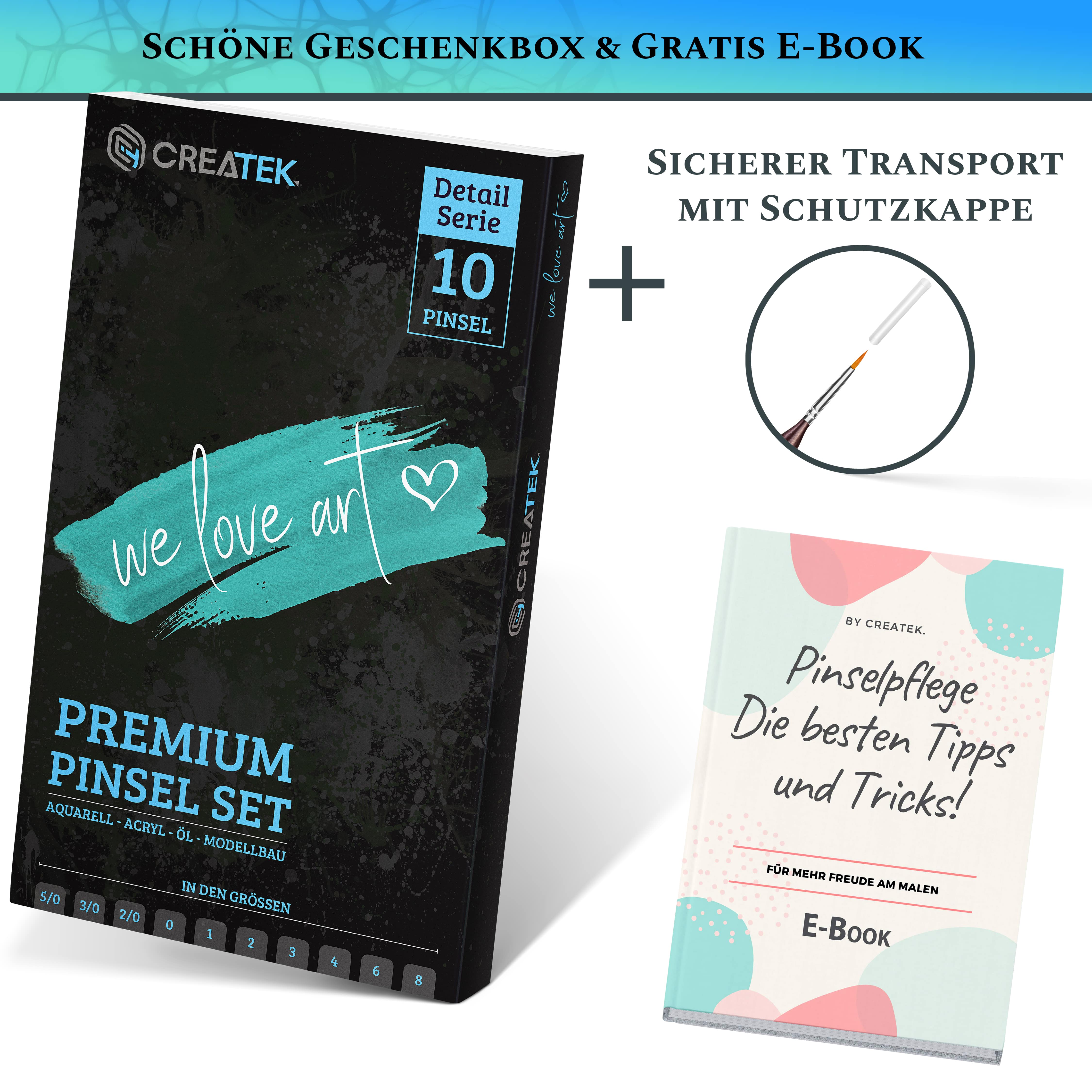 Detail Pinsel Set | 10 Stück | Größen 5/0 bis 8 | Formstabil & Langlebig für präzise Kunstwerke!