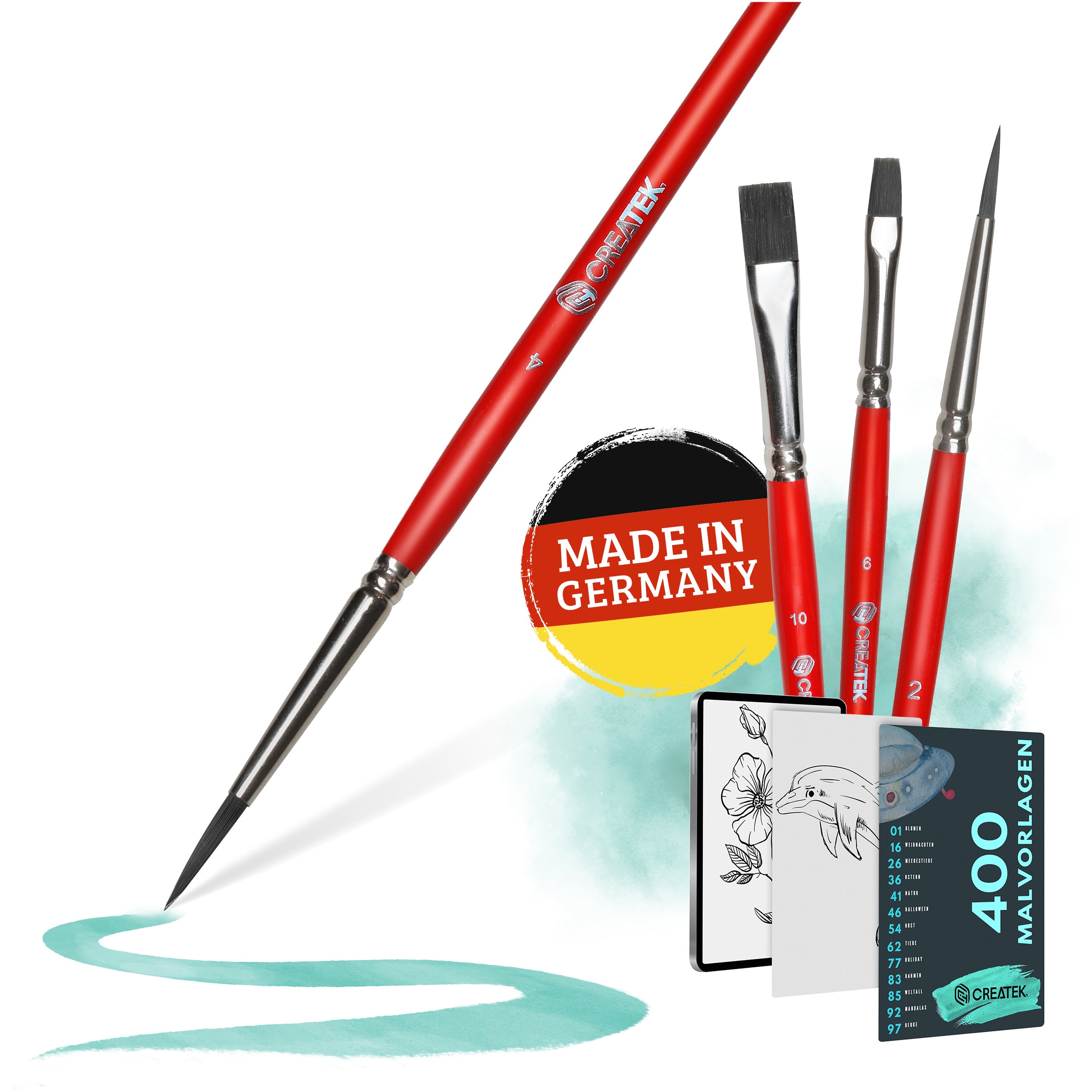 Acryl Pinsel Set I 4 hochwertige Pinsel in verschiedenen Größen | Handarbeit Made in Germany
