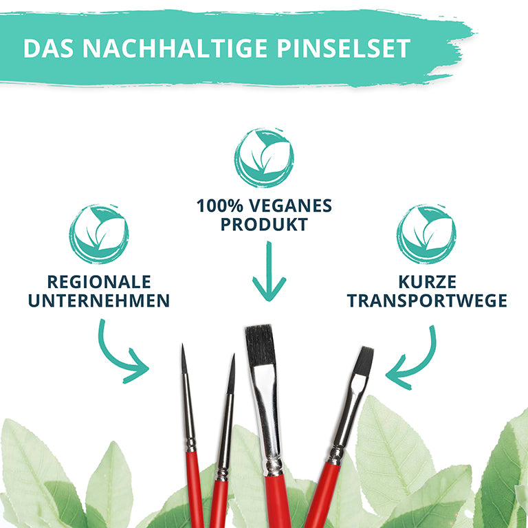Acryl Pinsel Set I 4 hochwertige Pinsel in verschiedenen Größen | Handarbeit Made in Germany
