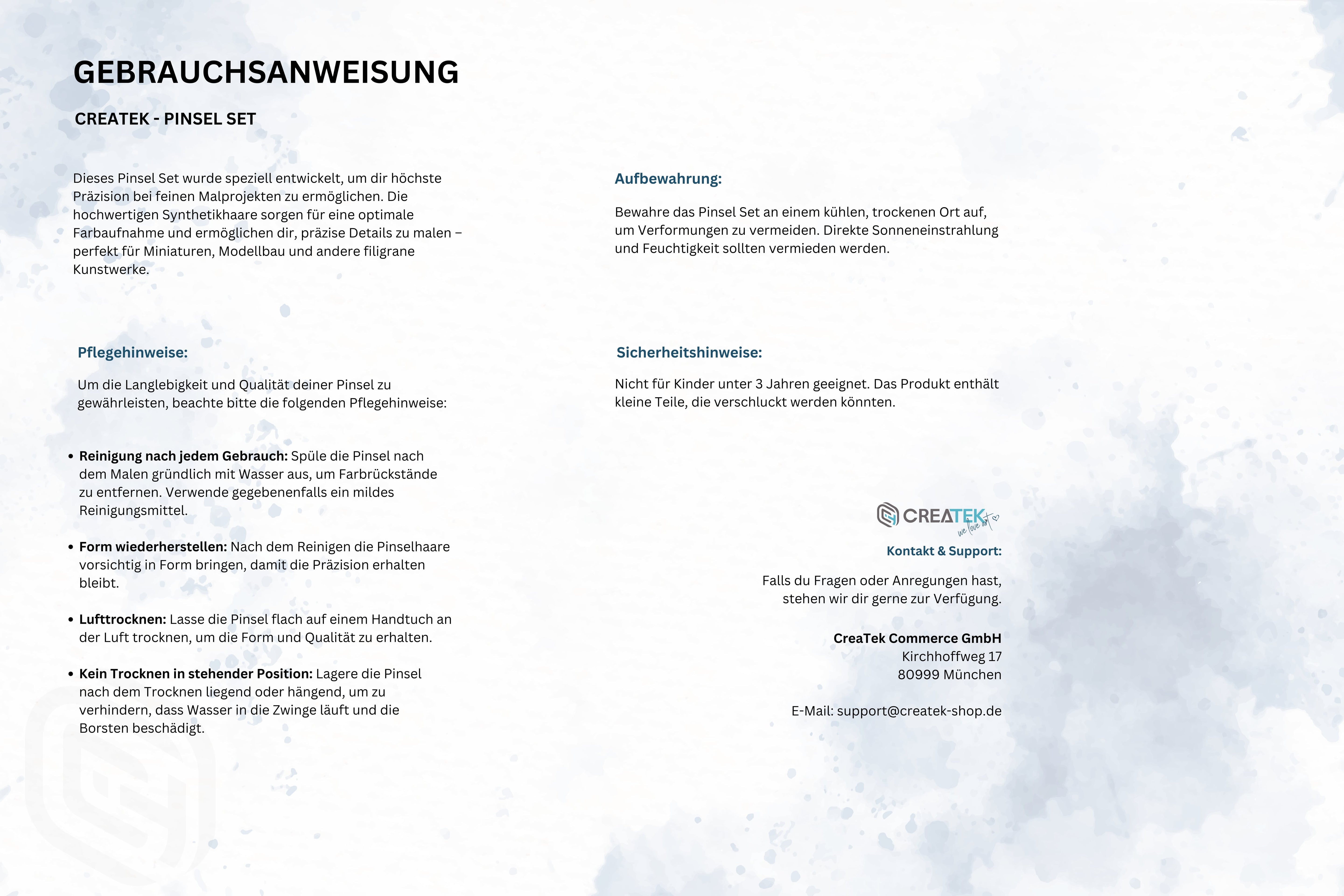 CreaTek Premium Pinsel Set inkl. Aufsteller - 10 hochwertige feine Pinsel für höchste Präzision & Details