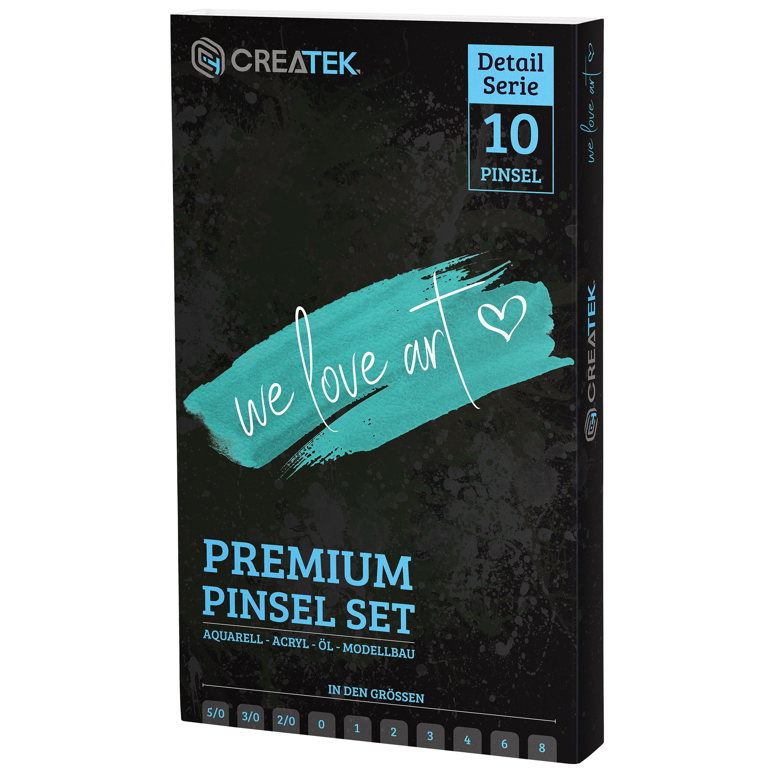 CreaTek Premium Pinsel Set inkl. Aufsteller - 10 hochwertige feine Pinsel für höchste Präzision & Details