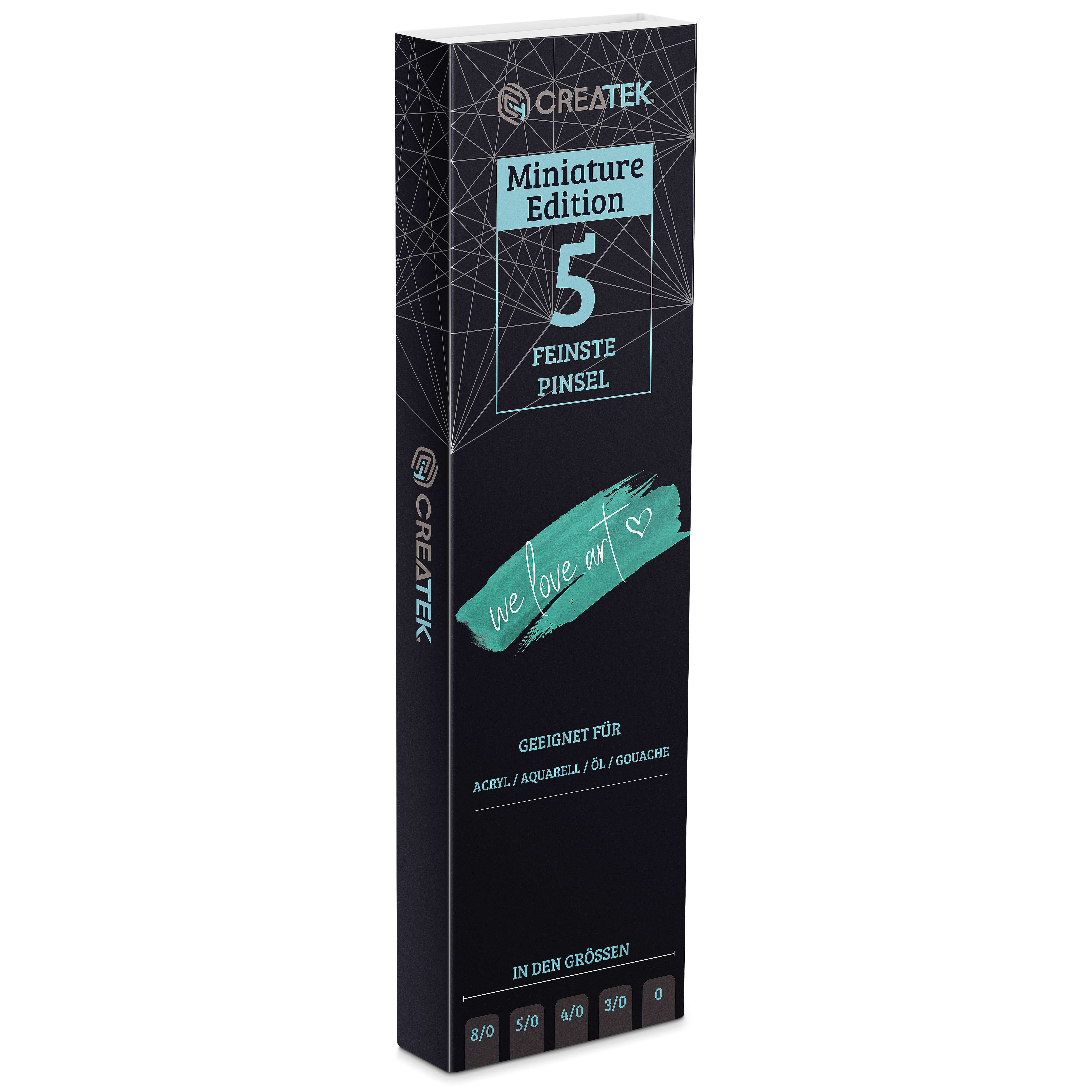 Sparpaket - 5 extra feine Spitzpinsel I in den Größen 8/0 - 0 & Pinselseife mit Limettenduft