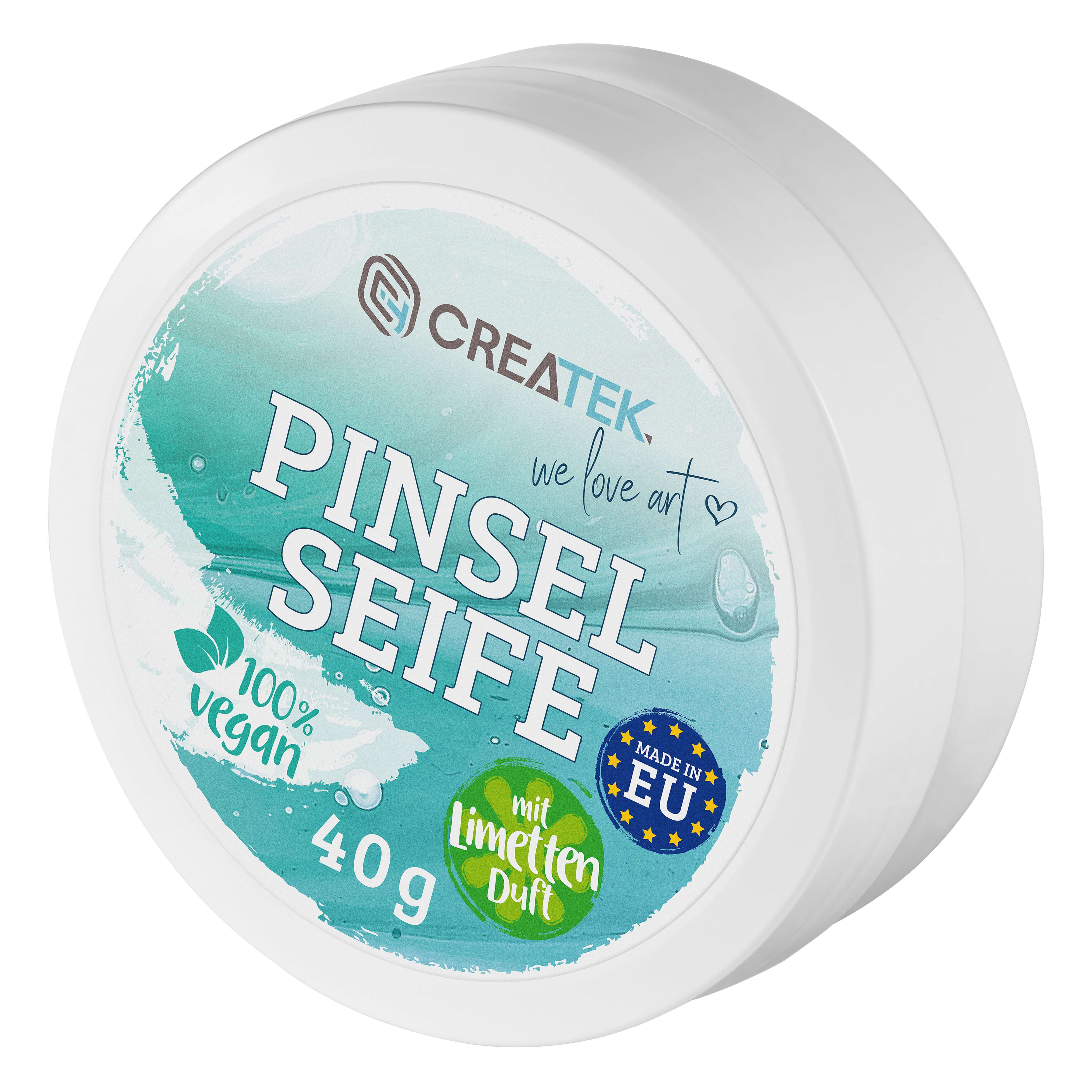 Pinselseife für Acryl- & Aquarellfarbe | Made in EU | erfrischender Limetten Duft | Vegan & nachhaltig