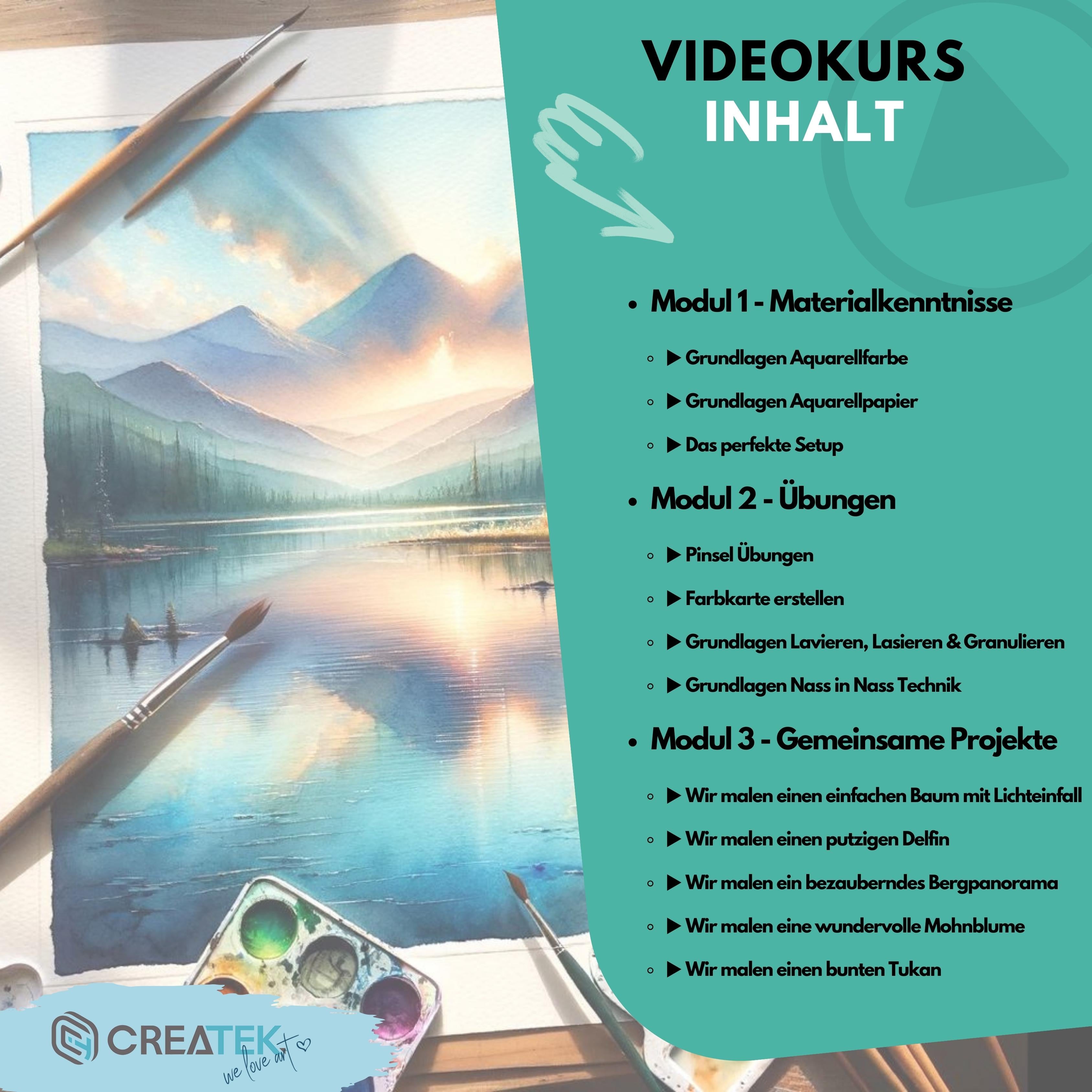 Aquarell Starter-Set - Dein All-in-One Bundle inkl. Videokurs & Malvorlagen im Wert von 39,90€!