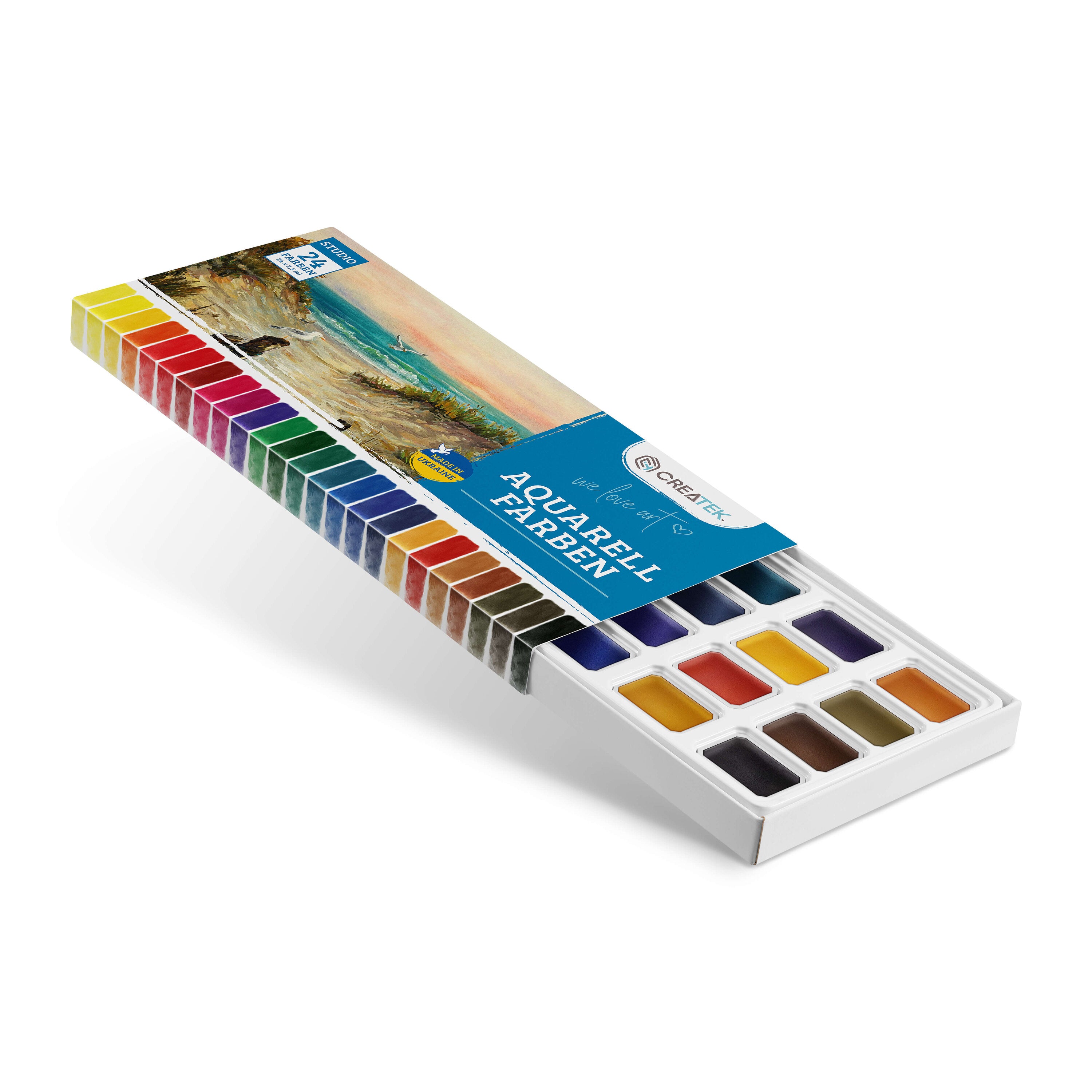 Aquarellfarben Set in Studio Qualität | 24 leuchtende & kräftige Wasserfarben | Stark Pigmentiert und Ergiebig!