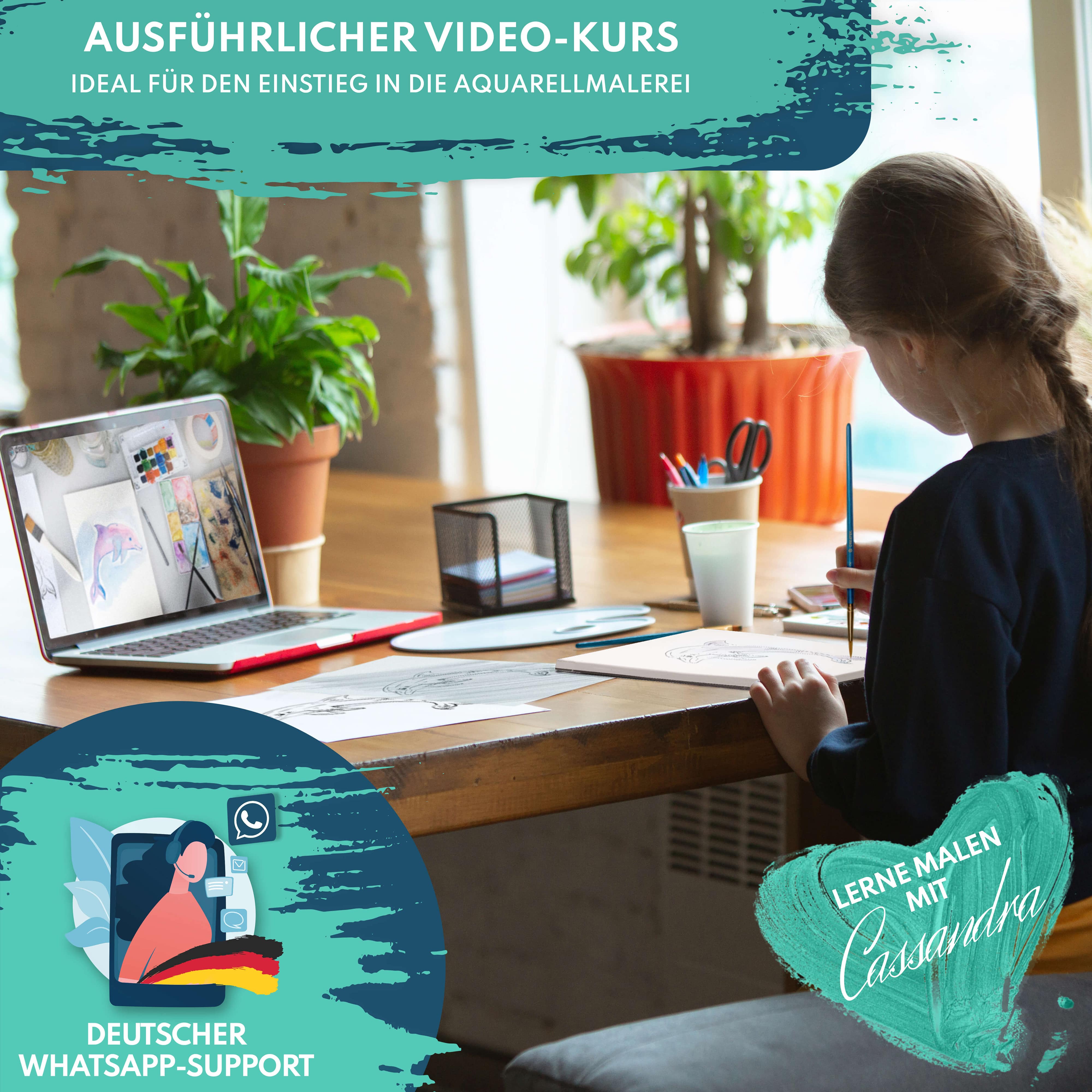 Aquarellpapier Set - unser Komplettpaket A4 & A5 & A6 + Aquarellpinsel & DIY Lesezeichen