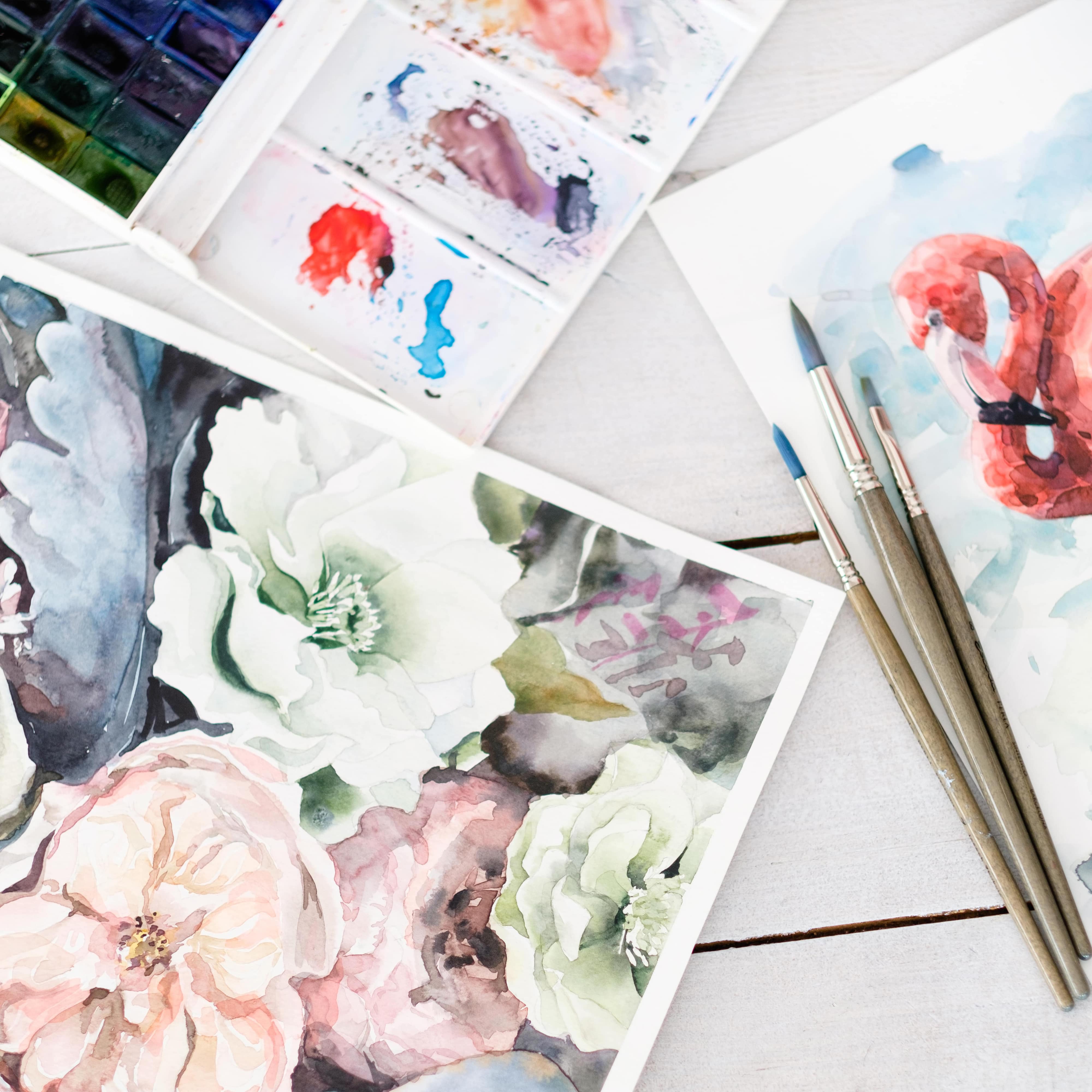 Aquarellpapier Set - unser Komplettpaket A4 & A5 & A6 + Aquarellpinsel & DIY Lesezeichen