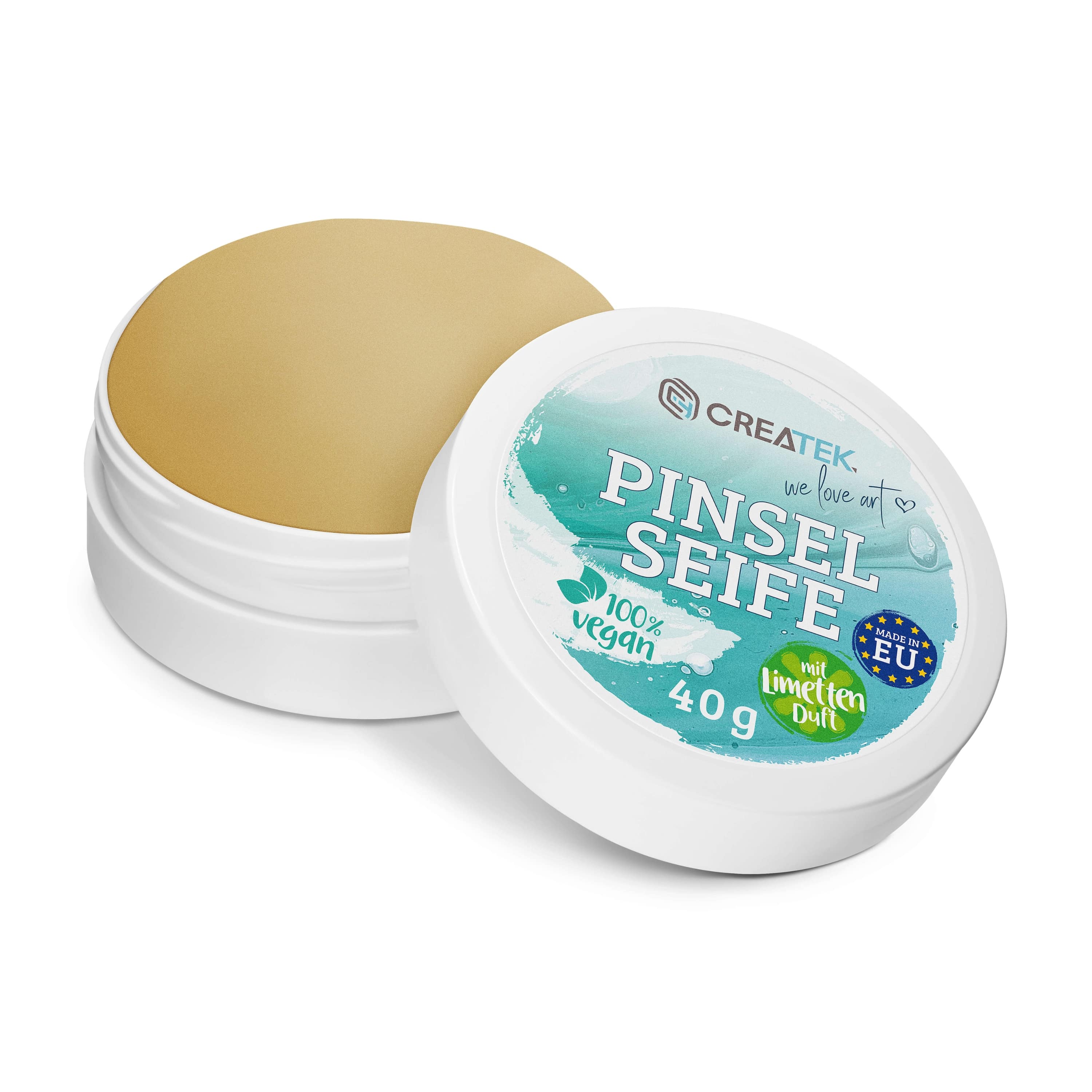 Pinselseife für Acryl- & Aquarellfarbe | Made in EU | erfrischender Limetten Duft | Vegan & nachhaltig