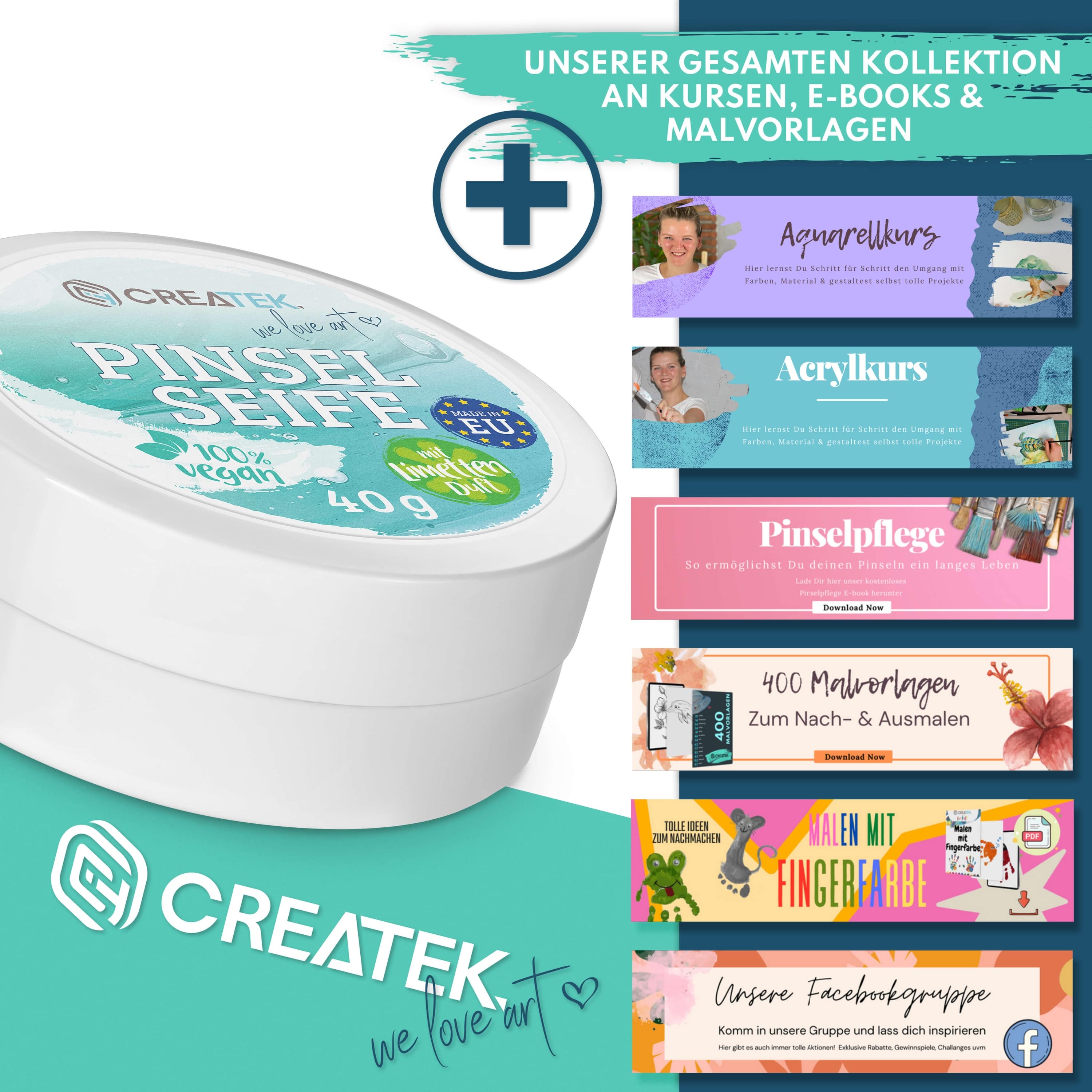 Pinselseife für Acryl- & Aquarellfarbe | Made in EU | erfrischender Limetten Duft | Vegan & nachhaltig