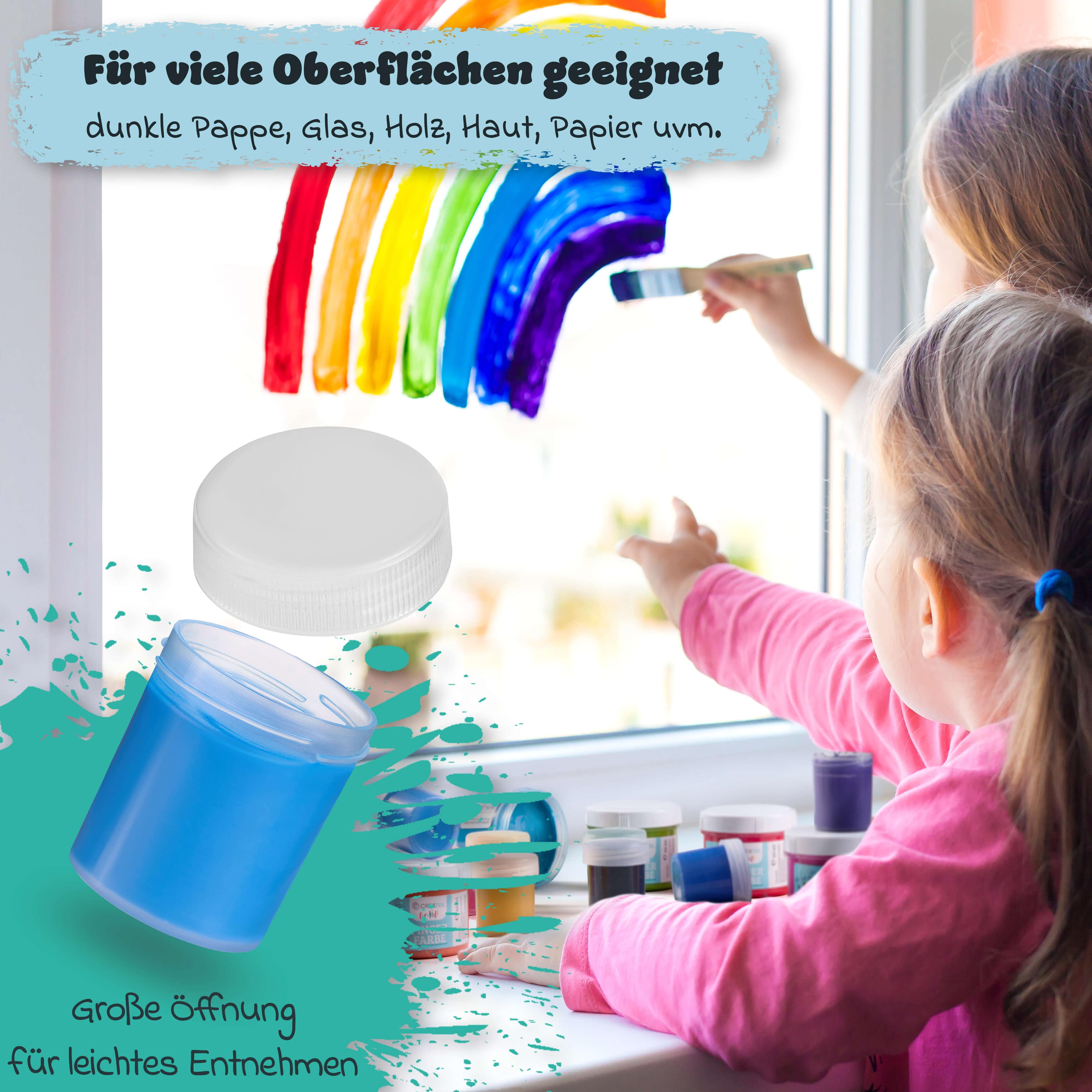 Bastelfarben für Kinder ab 3 Jahren - 12x20ml | ungiftig & abwaschbar inkl. Malvorlagen